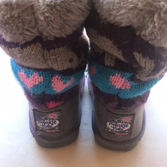 SKETCHERS | Grey Twinkle Toes Light Up Slouchy Ugg Inspired Boots - Picture 5 of 11